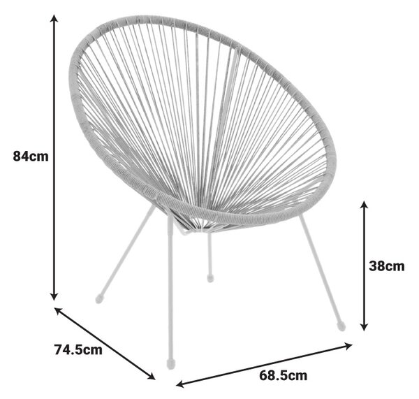 Set 3 masa si scaune gradina V1, Acapulco, Negru, 50x50x52 cm