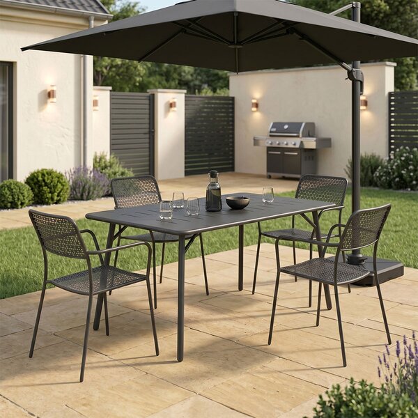 Set 5 masa si scaune gradina, Moraja Federal, Negru, 80x140x72 cm