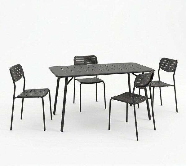 Set 5 masa si scaune gradina V2, Moraja Deraby, Negru, 80x140x72 cm