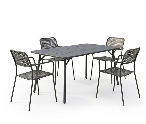 Set 5 masa si scaune gradina, Moraja Federal, Negru, 80x140x72 cm