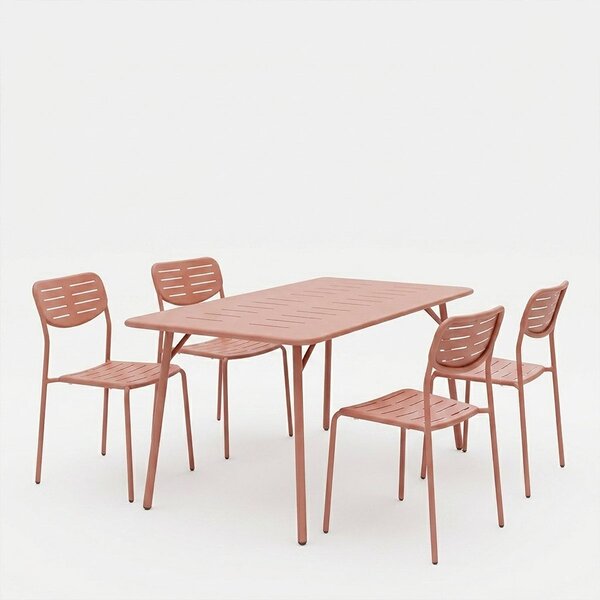 Set 5 masa si scaune gradina, Moraja Deraby, Terracotta, 80x140x72 cm