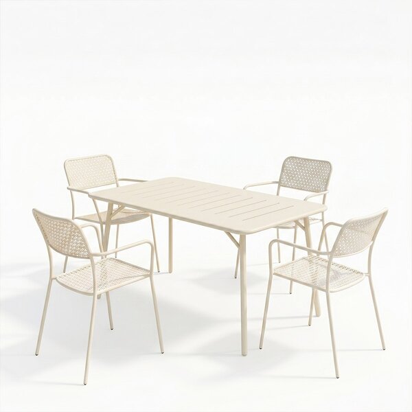Set 5 masa si scaune gradina, Moraja Federal, Crem, 80x140x72 cm
