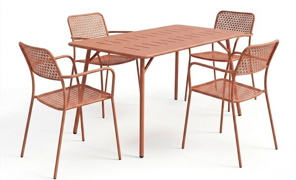 Set 5 masa si scaune gradina, Moraja Federal, Terracotta, 80x140x72 cm