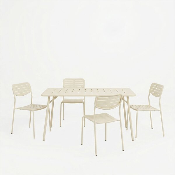 Set 5 masa si scaune gradina, Moraja Deraby, Crem, 80x140x72 cm