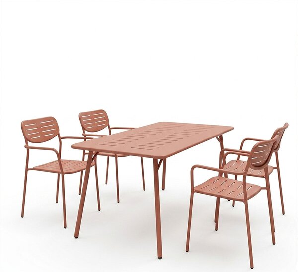 Set 5 piese masa si scaune gradina, Moraja, Terracotta, 80x140x72 cm