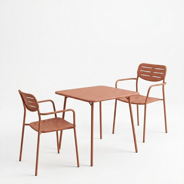 Set 3 bucati masa si scaune gradina V1, Moraja, Terracotta, 70x70x73 cm