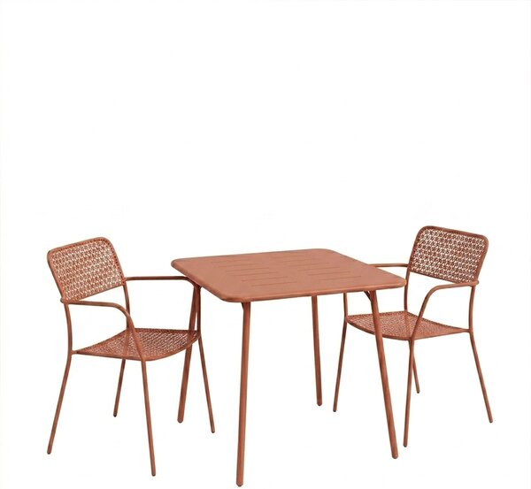 Set 3 bucati masa si scaune gradina V2, Moraja, Terracotta, 70x70x73 cm