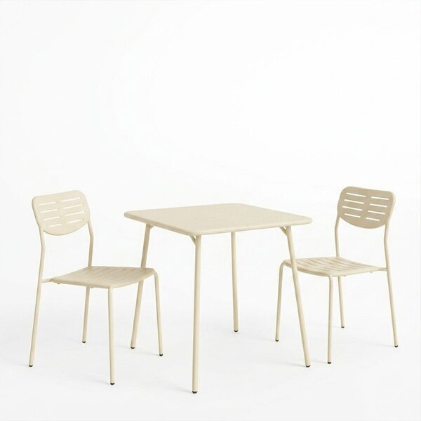 Set 3 masa si scaune gradina, Deraby, Crem, 70x70x73 cm