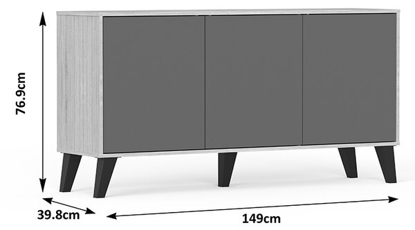 Bufet, Billie, Antracit, 40x149x77 cm