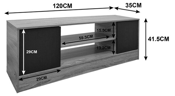 Comoda TV, Sasa, Alb, 35x120x41.5 cm