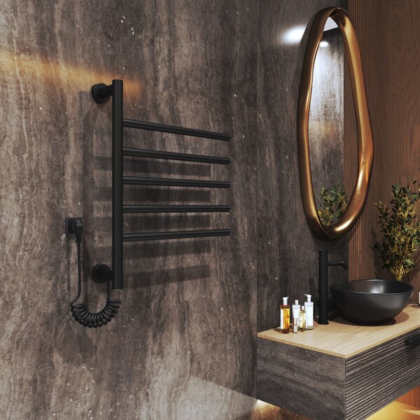Gamma Awry, calorifer electric de baie cu brațe pivotante 516x622 mm, 75W, negru, GMA-AWRY-622516-BK