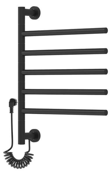 Gamma Awry, calorifer electric de baie cu brațe pivotante 516x622 mm, 75W, negru, GMA-AWRY-622516-BK