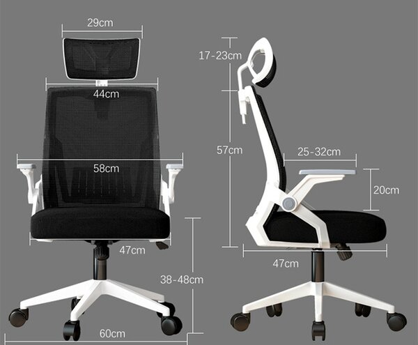 Scaun de birou V2, Plymot, Negru, 58x48x122 cm