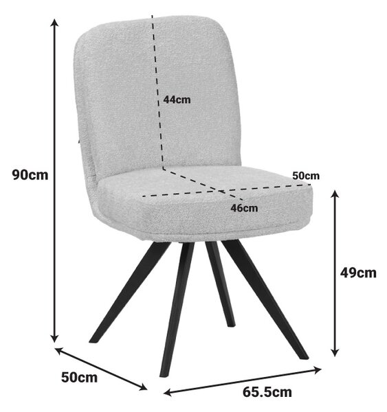 Scaun Rotativ, Novo, Gri, 50x65.5x90 cm