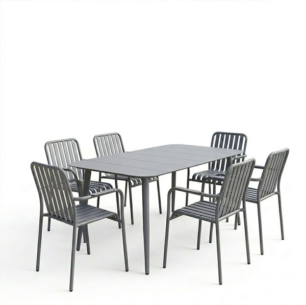 Set 7 bucati masa si scaune gradina, Heven Vista, Antracit, 80x150x72 cm