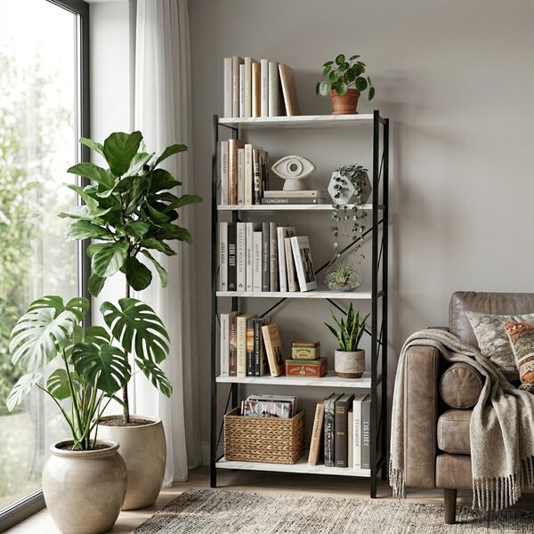 Biblioteca, Bimblem, Alb, 30x60x150 cm