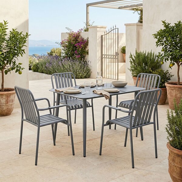 Set 5 bucati masa si scaune gradina, Heven Vista, Antracit, 70x120x72 cm
