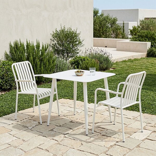 Set 3 bucati masa si scaune gradina, Heven Vista, Alb, 80x80x72 cm