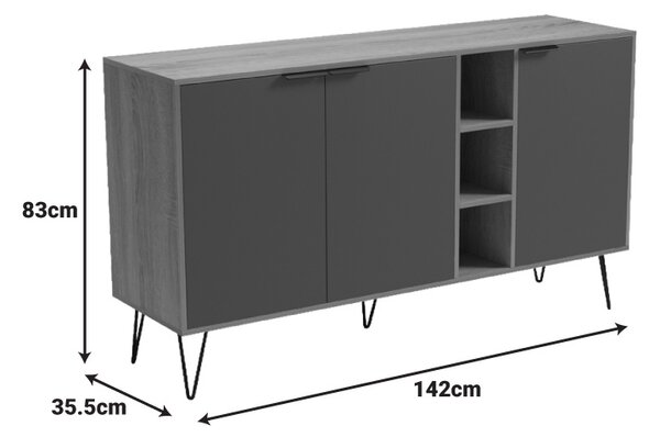 Comoda, Balain, Sonoma, 35.5x142x83 cm