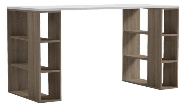 Birou cu raft, Colmar, Alb, 60x140x75 cm
