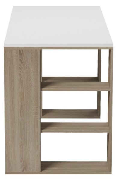 Birou cu raft, Colmar, Alb, 60x140x75 cm