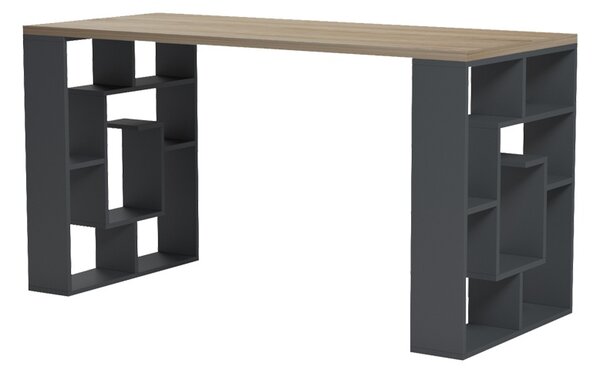Birou cu raft, Labirent, Sonoma, 60x140x75 cm