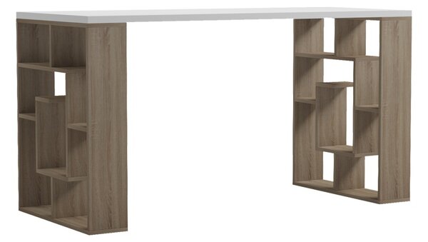 Birou cu raft, Labirent, Alb, 60x140x75 cm