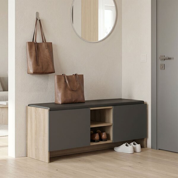 Pantofar tip bancheta, Zulla, Antracit, 37x110x43 cm