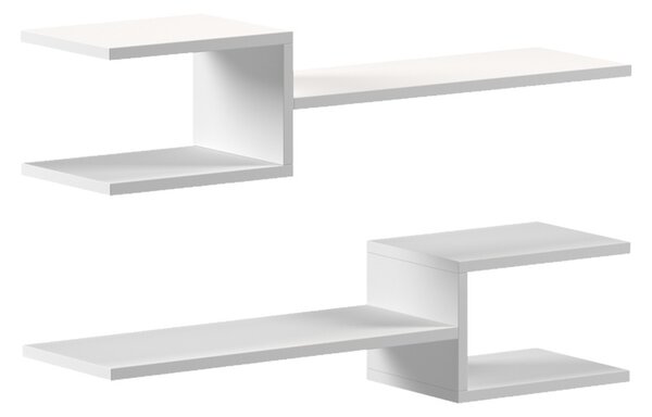 Set 2 bucati Raft de perete, Sumpa, Alb, 20x65x18 cm