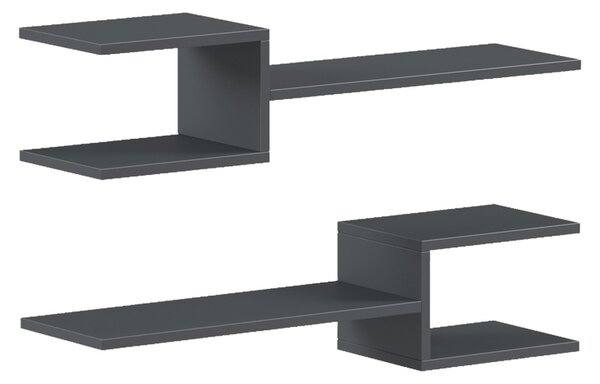 Set 2 bucati Raft de perete, Sumpa, Antracit, 20x65x18 cm