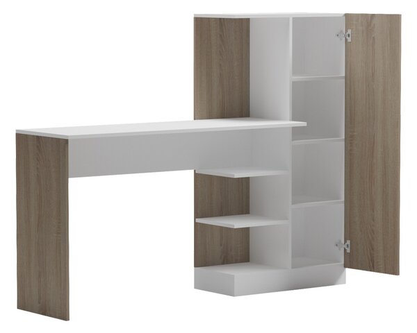 Birou cu biblioteca, Ofisio, Alb, 40x152.3x120 cm