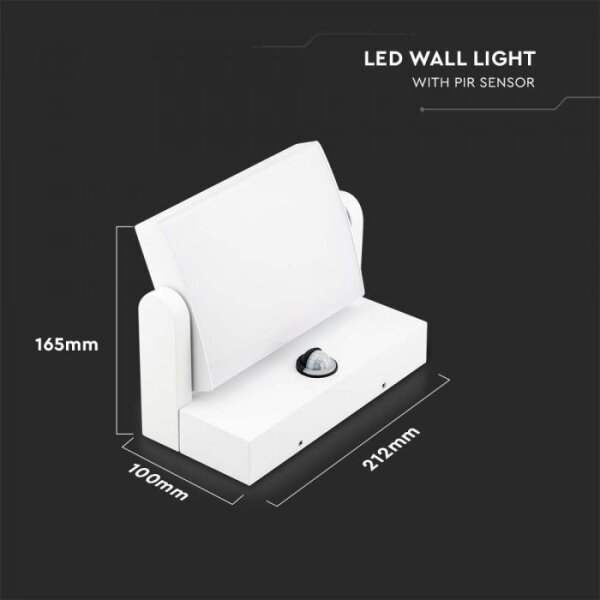 Aplica LED de perete pentru exterior cu senzor, 17W, 230V, 4000K, IP65, alb