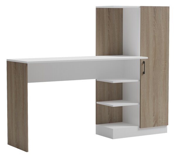 Birou cu biblioteca, Ofisio, Alb, 40x152.3x120 cm