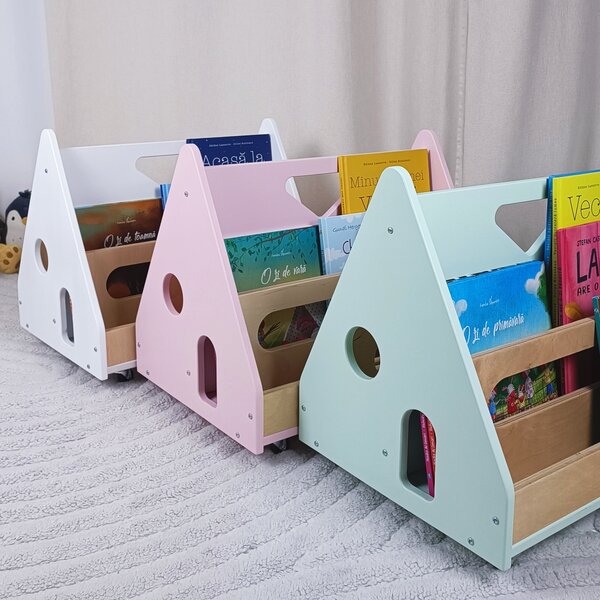 Biblioteca Montessori cu roti, in forma de casuta BOOKY Pearl