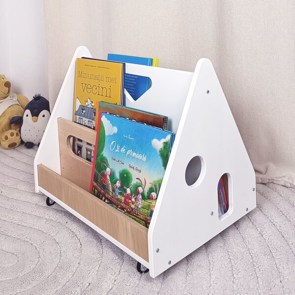 Biblioteca Montessori cu roti, in forma de casuta BOOKY Pearl
