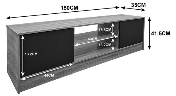 Comoda TV, Sasa, Alb, 35x150x41.5 cm