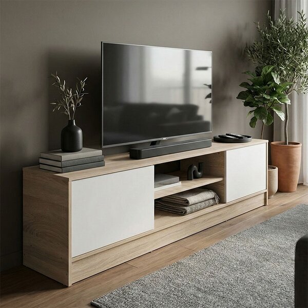 Comoda TV, Sasa, Alb, 35x150x41.5 cm