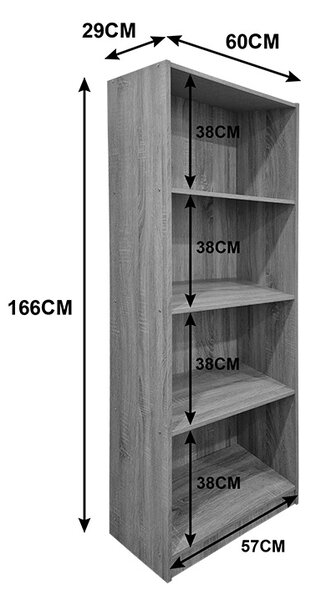 Biblioteca, Kendy, Antracit, 30x60x167 cm