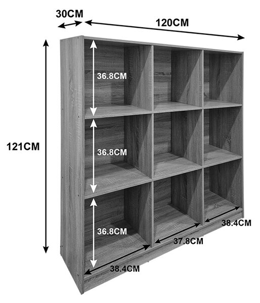 Biblioteca, Gridea, Alb, 30x119.5x121 cm