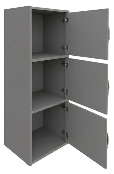 Dulap cu 3 usi, Soline, Gri deschis, 34.5x40x90.5 cm