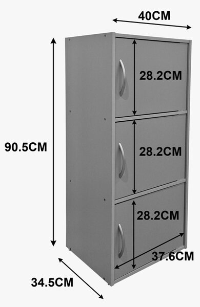 Dulap cu 3 usi, Soline, Stejar, 34.5x40x90.5 cm