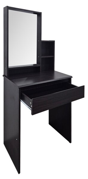 Set 2 bucati Masa de machiaj cu taburet, Larnia, Wenge, 40x65x142 cm