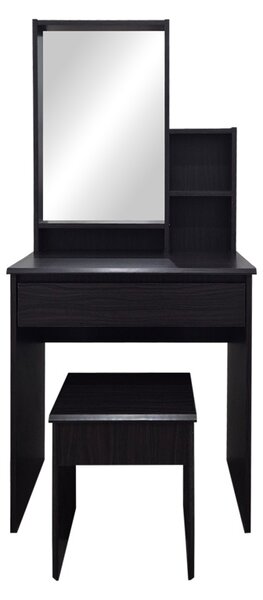 Set 2 bucati Masa de machiaj cu taburet, Larnia, Wenge, 40x65x142 cm