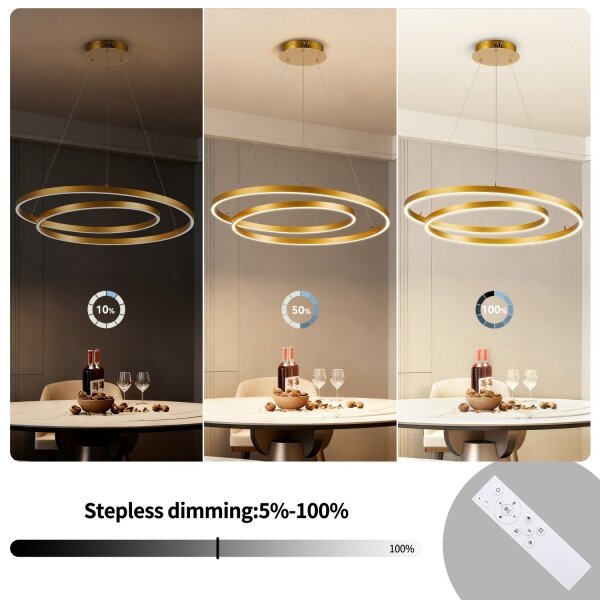 Brilagi-LED Lampă suspendată dimerizabilă pe cablu TWISTER LED/75W/230V 3000-6000K aurie +cu telecomandă