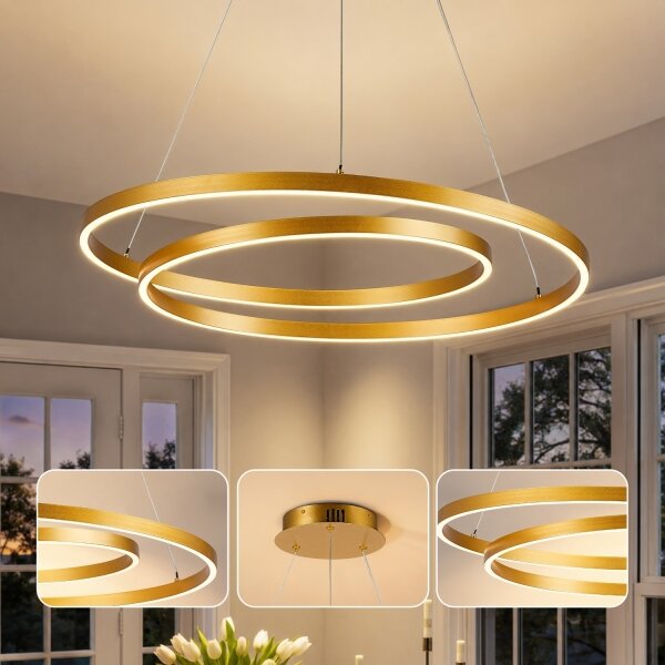 Brilagi-LED Lampă suspendată dimerizabilă pe cablu TWISTER LED/75W/230V 3000-6000K aurie +cu telecomandă