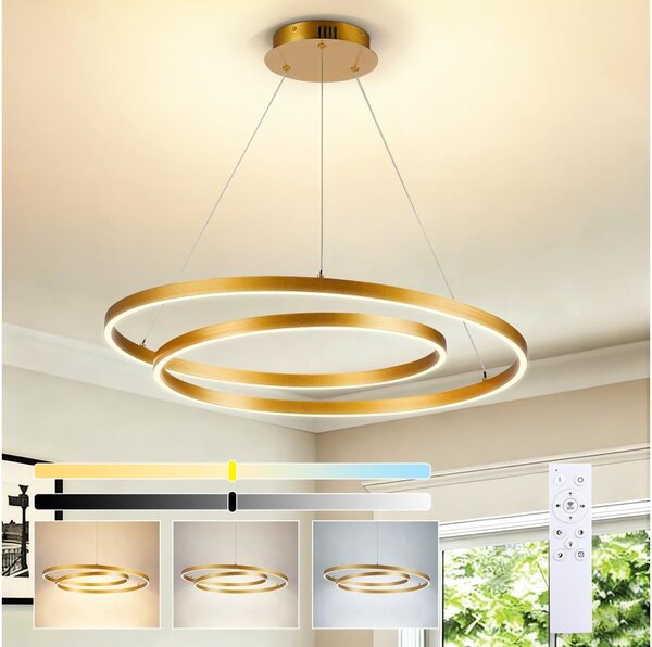 Brilagi-LED Lampă suspendată dimerizabilă pe cablu TWISTER LED/75W/230V 3000-6000K aurie +cu telecomandă