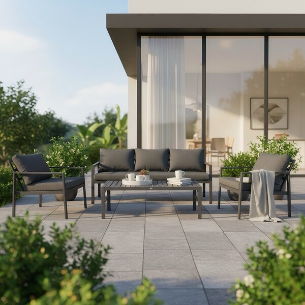 Set 4 bucati de gradina, Gardenly, Gri inchis, 68.5x175x72 cm