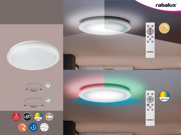 Rabalux 1510 - Pafonieră LED dimmabilă cu telecomandă LEONIE RGB LED/32W/230V