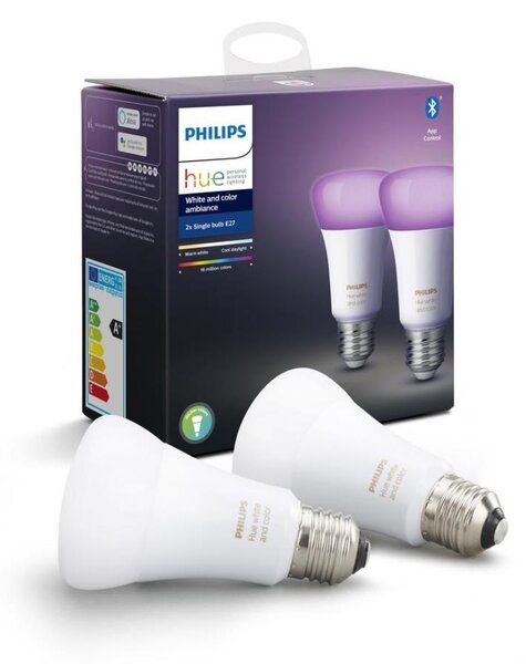 SET 2x LED Bec dimmabil Philips Hue WHITE AND COLOR AMBIANCE E27/9W/230V 2000-6500K