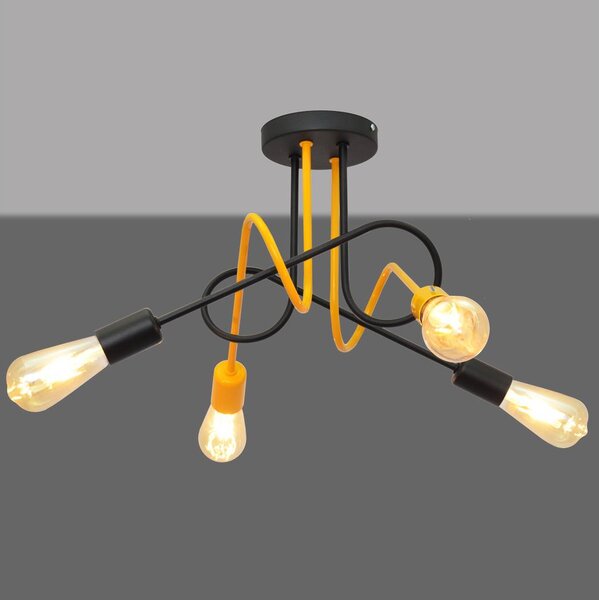 Lustră aplicată OXFORD 4xE27/15W/230V neagră/galbenă